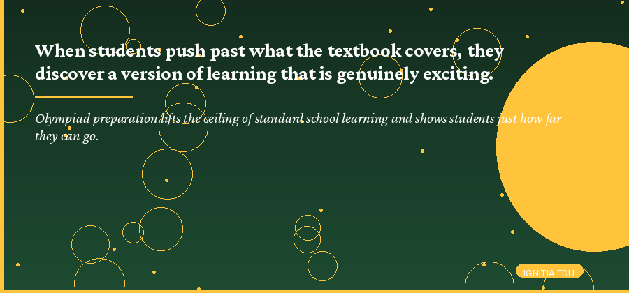 Student excelling beyond school curriculum through olympiad exam preparation and skills development