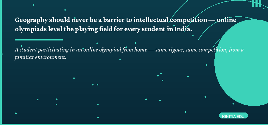 Student participating in an online olympiad exam from home in India