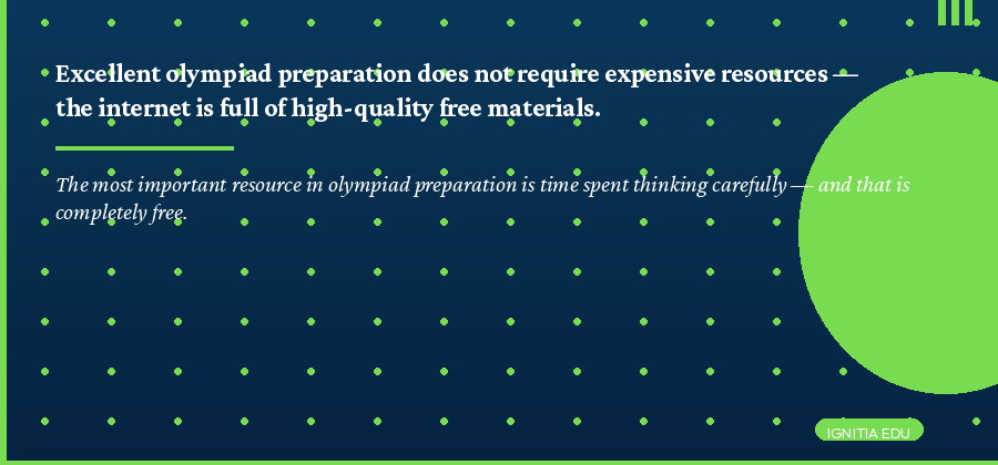 Student preparing for online olympiad exams using free digital resources